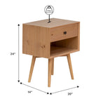 Lot de 2 tables de chevet en bois massif de style Mid-Century avec 1 tiroir