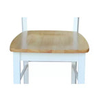 Ensemble table à manger 3 pièces avec 2 chaises à dossier à barreaux blanc/naturel – International Concepts : Bois massif, carré, non extensible