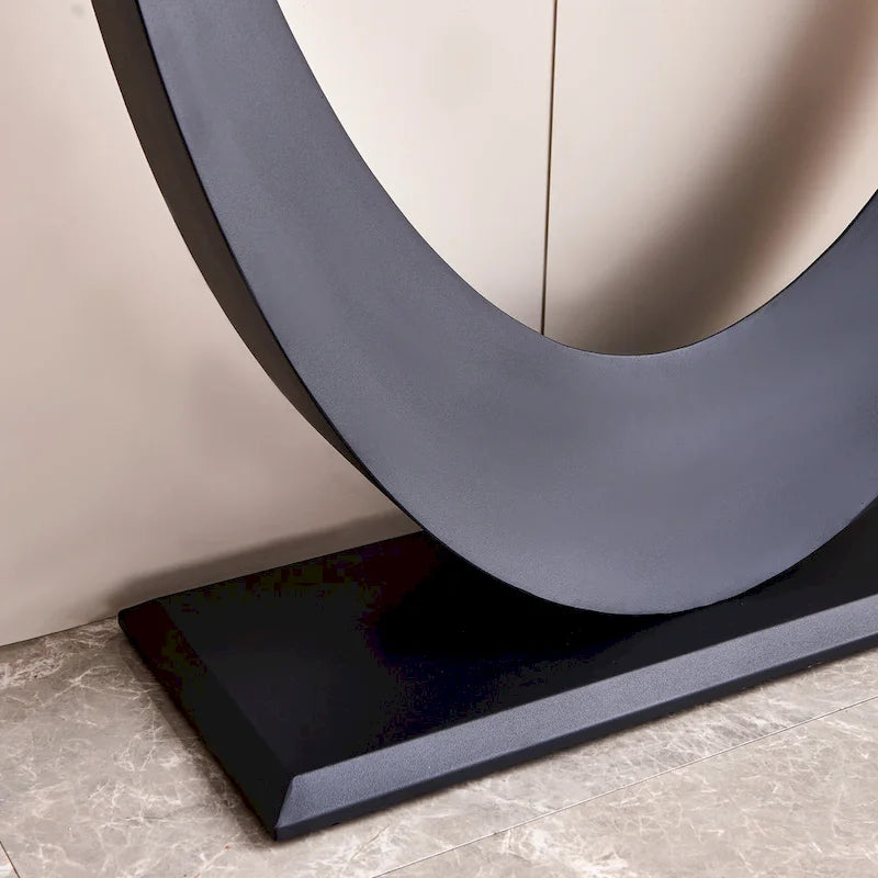 Console moderne, design aux formes raffinées, structure en métal avec patins réglables pour l’entrée