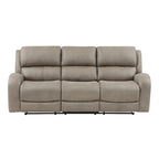 Canapé inclinable manuel double Patsy 85 pouces, microfibre marron à dossier capitonné
