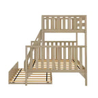 Lit superposé Max & Lily une place au-dessus d'un lit double avec lit gigogne, lits superposés pour enfants en bois massif de style scandinave