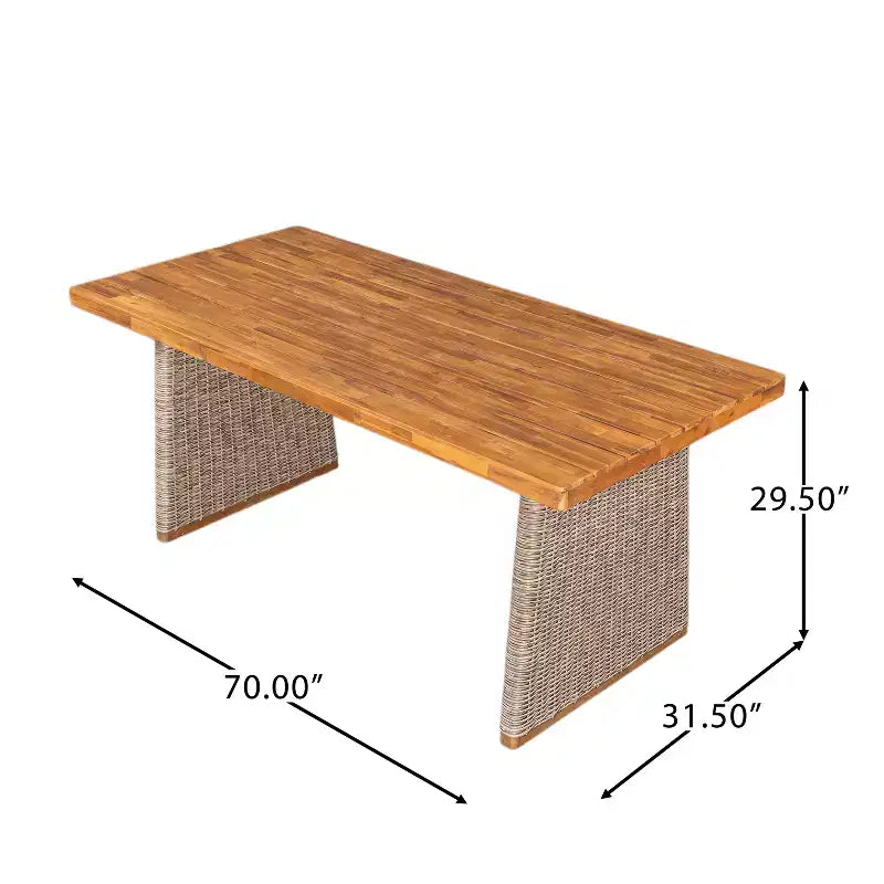 Christopher Knight Home Ferb Ensemble de salle à manger 7 pièces bohème en bois d'acacia et osier avec coussins