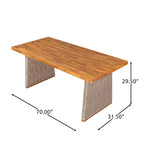 Christopher Knight Home Ferb Ensemble de salle à manger 7 pièces bohème en bois d'acacia et osier avec coussins