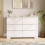 Commode à 6 tiroirs, style moderne et simple pour chambre à coucher, blanche