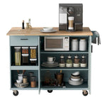 Îlot de cuisine avec plan de travail pliable, desserte de rangement de cuisine avec étagère coulissante, porte-serviettes et tiroir, roulettes.