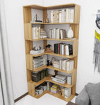 Étagère d'angle en bois manufacturé à 6 tablettes