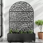 MAYEERTY 72x47 Jardinière arquée en fer noir avec treillis, ensemble de 3 pièces pour décoration de jardin, terrasse et balcon