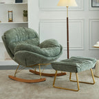Fauteuil à bascule ergonomique rembourré en velours moderne pour chambre de bébé