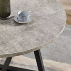 Ensemble de salle à manger 5 pièces Roundhill Furniture Edo, table ronde à tréteaux et 4 chaises rembourrées