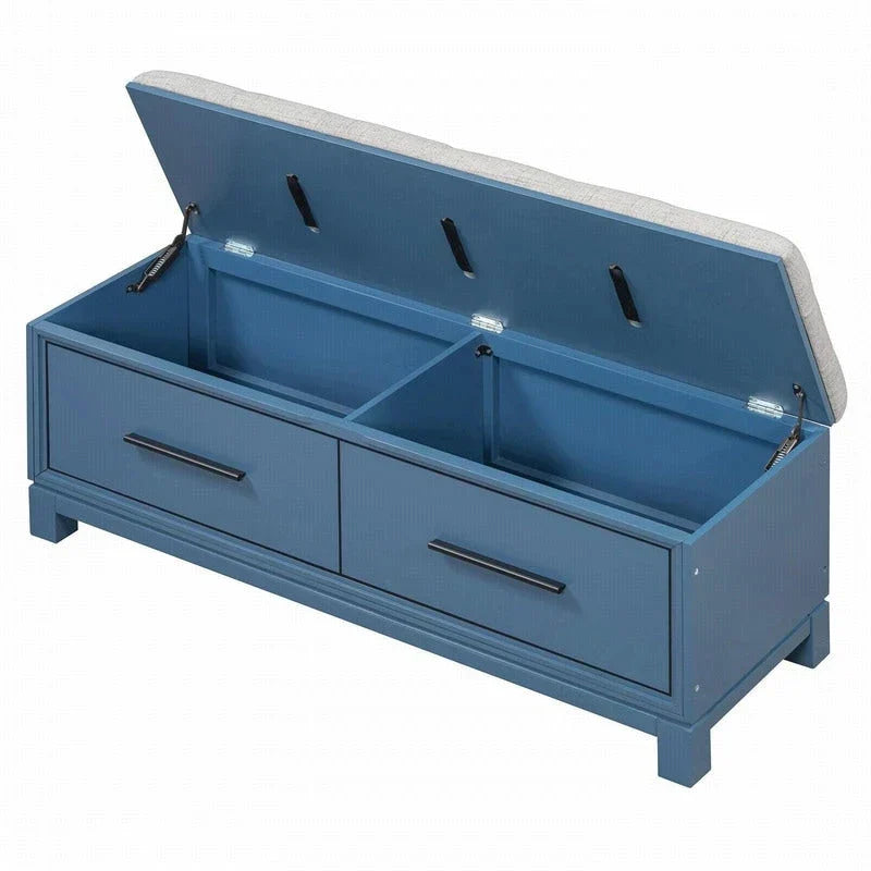 Banc à chaussures avec coussin amovible et rangement dissimulé pour l'organisation de l'entrée et du salon