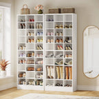 Meuble à chaussures haut 30 paires, étagère de rangement à chaussures en bois blanc 10 niveaux pour placard, entrée - 10 niveaux