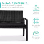 Banc de jardin en osier d'extérieur 2 places Best Choice Products avec coussin, capacité de 317 kg