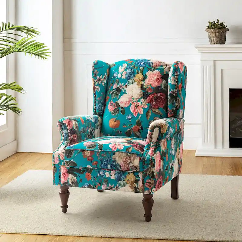 Fauteuil traditionnel à oreilles Gott avec pieds en bois massif par HULALA HOME