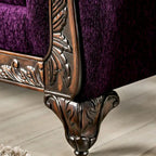 Causeuse Grendel traditionnelle en chenille violette avec accoudoirs roulés par Furniture of America