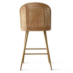 Lot de 2 tabourets de bar en rotin naturel, chaises hautes de 73,6 cm de style bohème avec dossier tissé - Panipeachy
