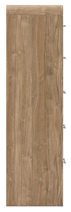 Commode brune à cinq tiroirs