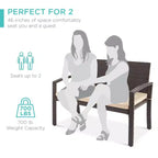 Banc de jardin en osier d'extérieur 2 places Best Choice Products avec coussin, capacité de 317 kg
