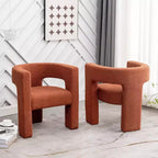 Ensemble de 2 fauteuils rembourrés en tissu bouclette à accoudoirs carrés de 71 cm de large - Kinwell