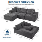 Canapé moderne 108, canapé 3 places rembourré en forme de L avec oreillers, canapé à assise profonde, aucun assemblage requis