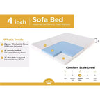 DynastyMattress Surmatelas en mousse à mémoire de forme 4 pouces CoolBreeze pour canapés-lits convertibles et pliants – Taille standard – Canapé non inclus – Fabriqué aux États-Unis
