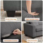 Canapé moderne 3 places de 83 po avec assise profonde, tissu doux, accoudoirs larges, housse de coussin amovible et lavable
