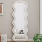 Miroir sur pied moderne, Miroir de courtoisie en flanelle avec cadre en bois