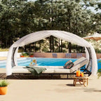 Oaks Aura Outdoor, bain de soleil avec coussin, rideau et coussin coloré, fauteuils lounge en résine tressée, transats réglables pour le jardin