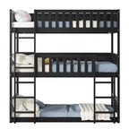 Lit superposé triple pour enfants, lit superposé trois places détachable avec échelle et barrière de sécurité, se sépare en 3 lits