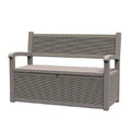 Banc de rangement en résine tout temps avec compartiment caché verrouillable - Aspect rotin, capacité de 227 kg, rangement de 265 litres