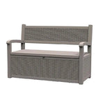 Banc de rangement en résine tout temps avec compartiment caché verrouillable - Aspect rotin, capacité de 227 kg, rangement de 265 litres
