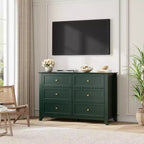 Commode à 6 tiroirs pour chambre à coucher, grande commode avec tiroirs profonds et poignées en métal, commodes modernes en bois pour entrée, couloir