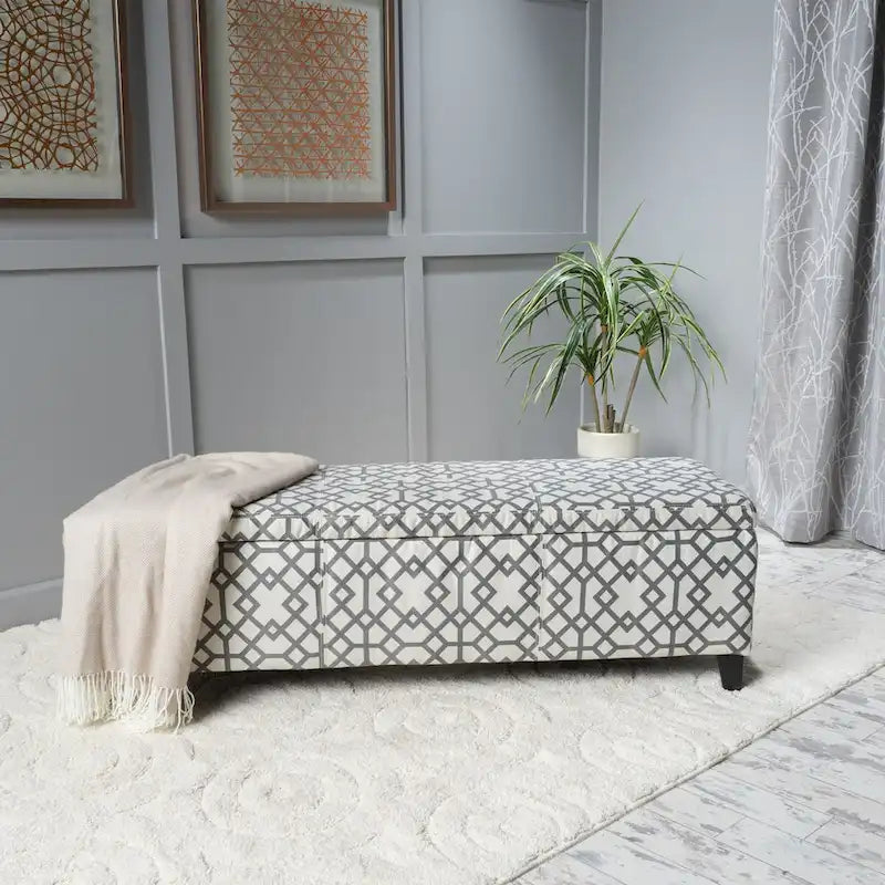 Banc de rangement rembourré moderne pour entrée de salon