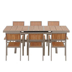 Ensemble de salle à manger extérieur extensible 7 pièces avec table extensible et 6 chaises avec accoudoirs