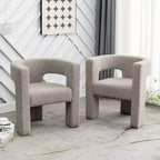 Ensemble de 2 fauteuils rembourrés en tissu bouclette à accoudoirs carrés de 71 cm de large - Kinwell