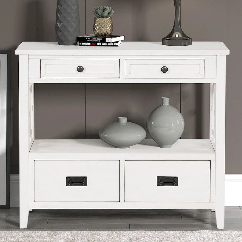 Console avec 4 tiroirs et une étagère de rangement