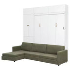 Lit escamotable Queen size avec canapé et armoire, Lit mural Queen en bois avec étagères, Lit escamotable pour chambre d'amis ou bureau