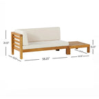 Causeuse d'extérieur Oana en bois d'acacia avec accoudoir gauche et table basse avec coussin par Christopher Knight Home