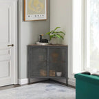 Table d'angle Javlergo, étagère de rangement moderne triangulaire à 3 niveaux avec 2 portes pour salon, chambre et bureau