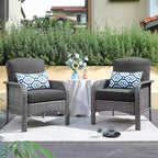 HOMLUX Lot de 2 chaises de patio en osier, ensemble de chaises d'extérieur tout temps à dossier haut en rotin