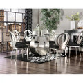 Ensemble de salle à manger 7 pièces avec piédestal en U en acier noir moderne Heer par Furniture of America
