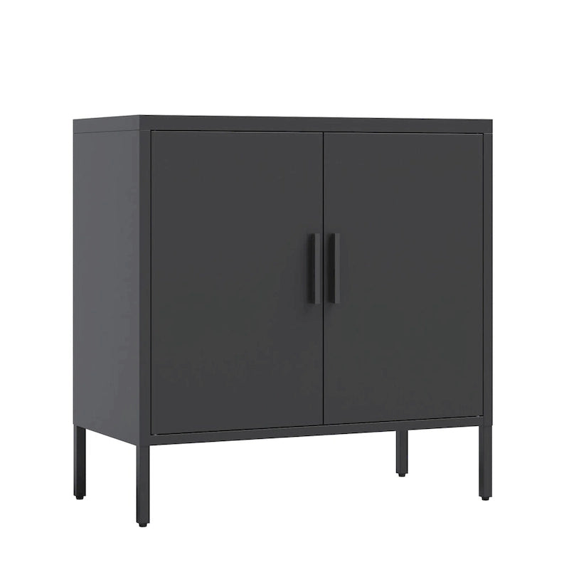 Armoire de rangement métallique avec 2 portes et 2 étagères réglables, armoire de rangement de garage verrouillable en acier, armoire de classement en métal