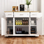 Grand îlot de cuisine avec abattant en bois, desserte à roulettes avec texture en relief, portes, tiroirs et rangement pour cuisine, blanc