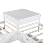 Lit plateforme moderne blanc en forme de L pour deux personnes avec lit gigogne et tiroirs pour chambre à coucher