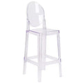Tabouret de bar Ghost Emma et Oliver avec dossier ovale en cristal transparent