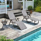 Pellebant Lot de 2 chaises longues de patio réglables en aluminium – N/A