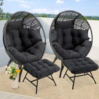 FINCATI Fauteuil Œuf d'intérieur, Fauteuil Œuf d'extérieur 200 kg, Fauteuil Œuf surdimensionné avec pouf, Fauteuil Œuf de luxe confortable avec repose-pieds