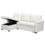 Canapé d'angle réversible convertible avec lit gigogne, méridienne de rangement et pieds durables