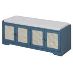 Banc de rangement rustique en bois Whisen, banc à chaussures d'entrée avec coussin amovible, étagères réglables