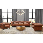 Canapé chesterfield capitonné Pasargad Home Paris Club, marron - 28,7 H x 97,2 L x 39 P