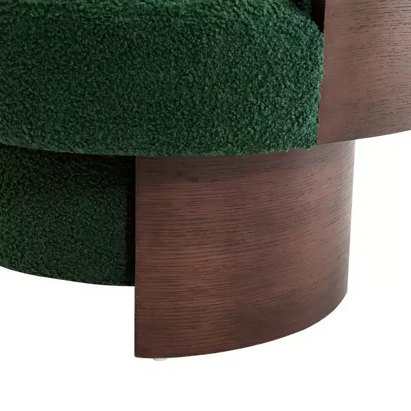 Fauteuil tonneau pivotant à 360° Whisen avec design sculptural en bois cintré, structure en bois massif, 32 po de largeur, polyvalent pour le salon et la chambre à coucher